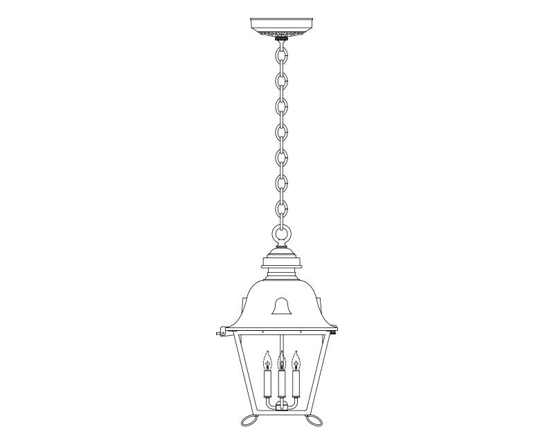 Grande Jefferson Signature, aluminum, Ceiling Mount, chain, Clear glass, (4) 25W B10, 120V